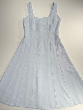 Christian Lacroix Fit Flare Dress Light Blue Panel Sleeveless Midi Womens M